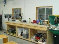 left side base cabinets/mitersaw out feed table