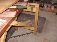 Leg detail of folding workbench
