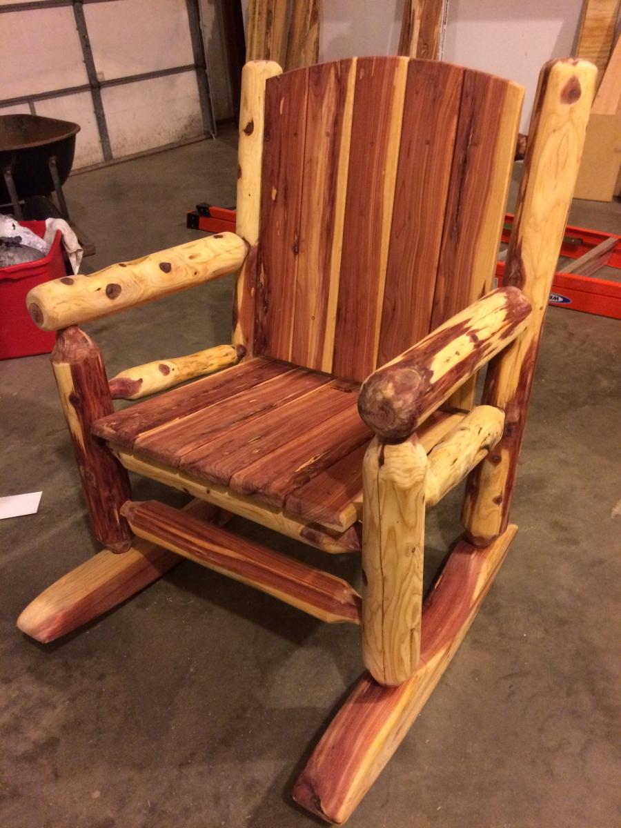 Cedar log rocking chair Project Journals Wood Talk Online